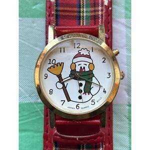 Snowman Christmas Gold Tone Musical Women’s Quartz Watch